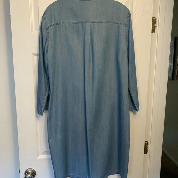 EUC Denim Shirt Dress with Tie - Picture 8 of 10